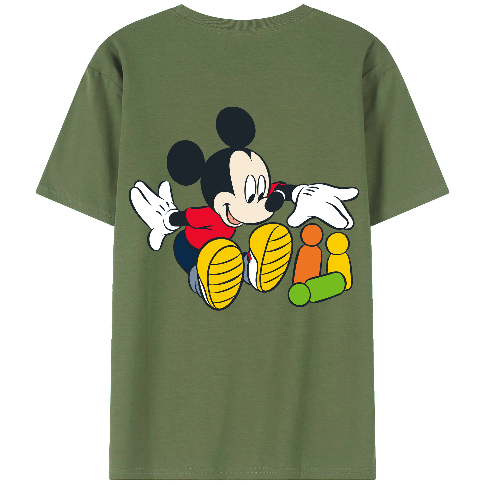 ミッキーマウス Mickey Mouse 綿100％ メンズ半袖Tシャツ（バックプリント） 通気性